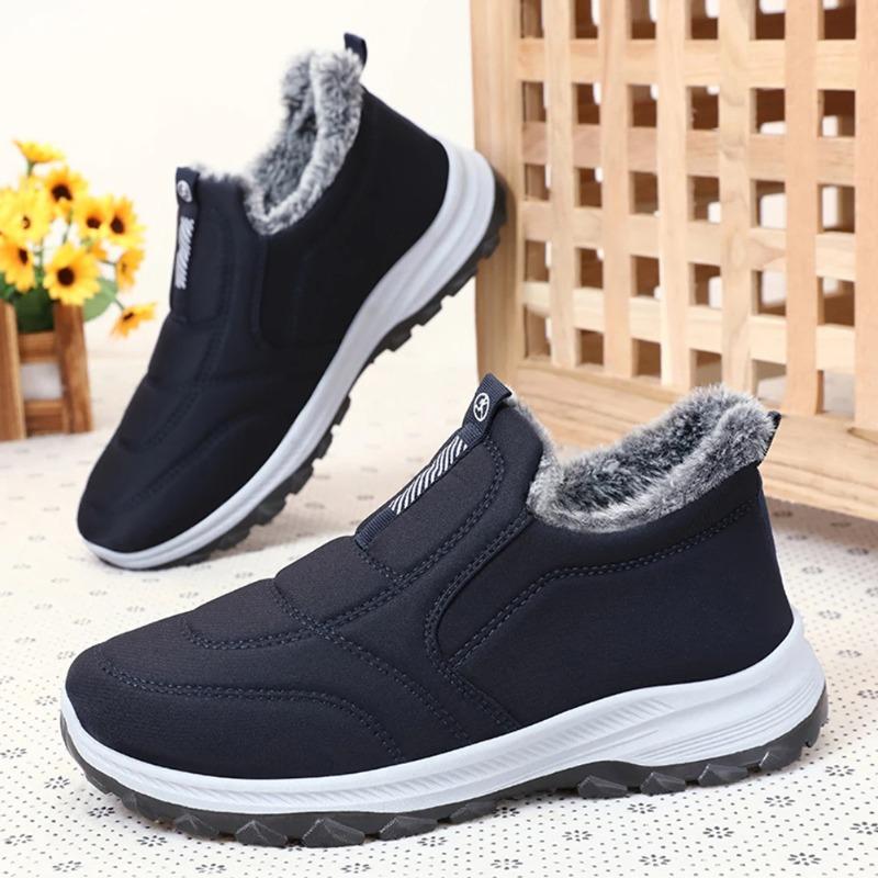 Winter Men's Shoes Thick Plush Warm Cotton Shoes Classic Slip on Casual Loafers Light Walking Flats Winter Warm Sneakers for Men