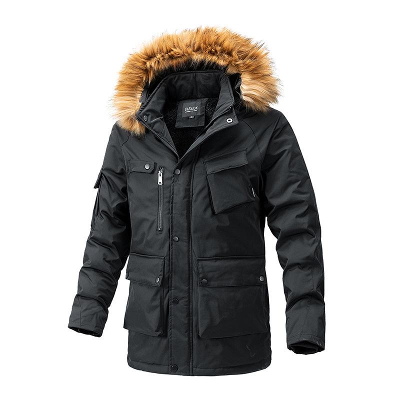 Pure Cotton Jacket Men's Autumn and Winter Thickened Large Size Cotton Jacket New Loose Casual Mid-length Cotton Jacket Men's Jacket