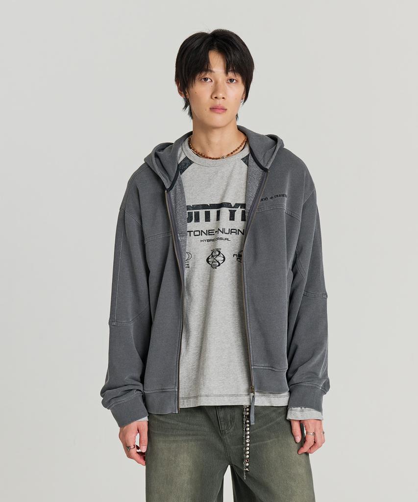 Nontype Bleached Hoodie Zip Up (Charcoal)
