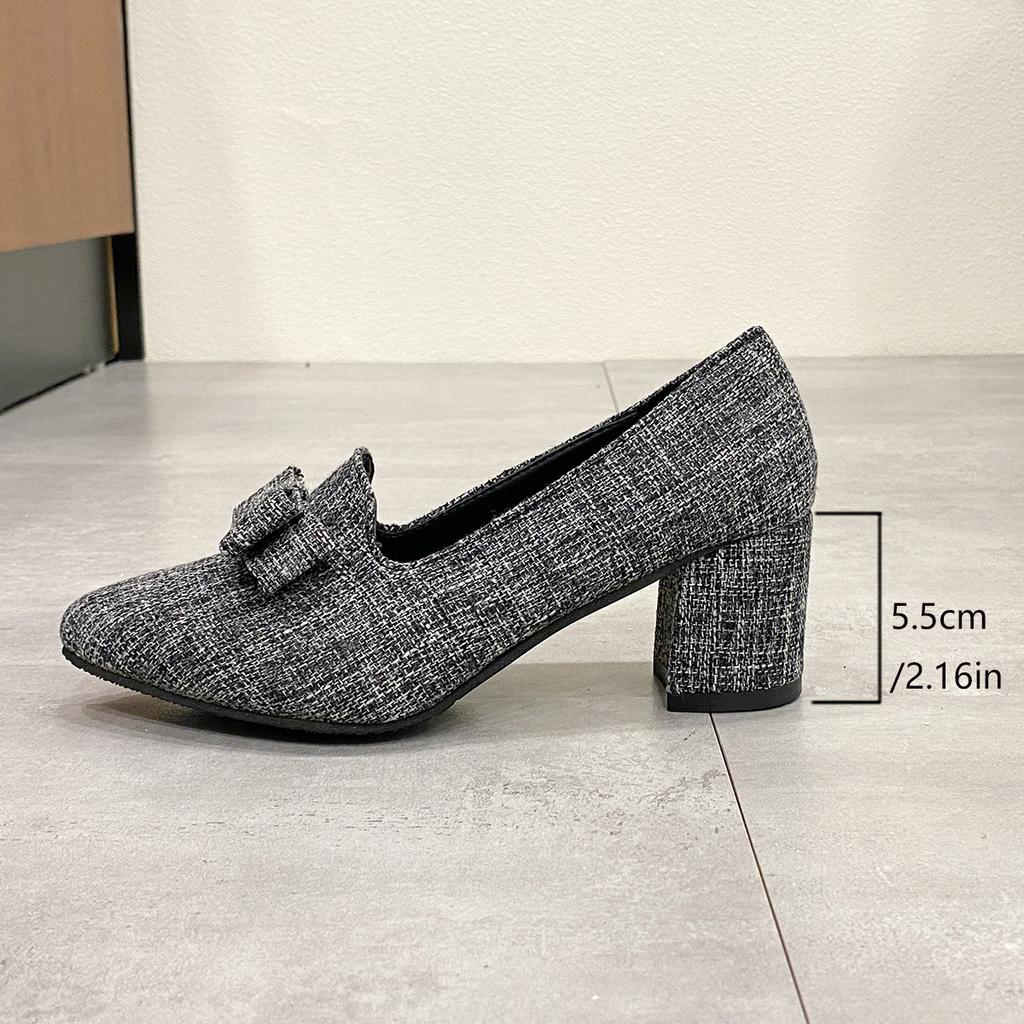 Fashion Bow Fashion Chunky Women Shoes 2025 Elegant Pointed Toe High Heels Pumps Fad Trend Spring Dress Designer Zapatillas De Mujer