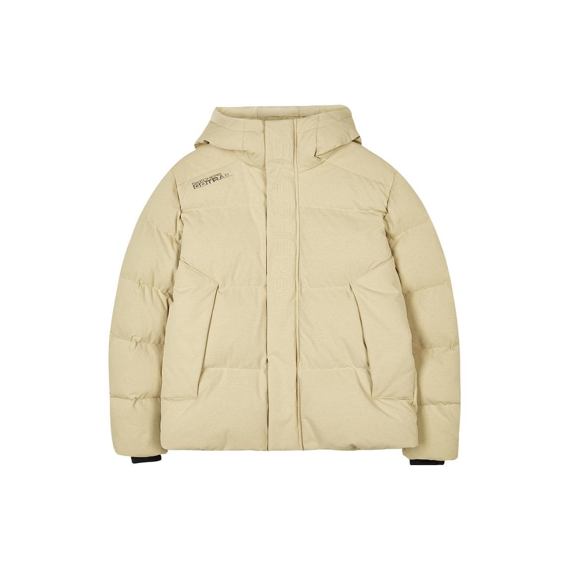 Skechers Solid Color Knitted Short Sports Hooded Puffer Jacket Men jackets Khaki L423M148-02ZF M