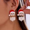 Luxury Imitation Pearl Santa Claus Dangle Earring For Women Shiny Rhinestone Pearls Tassel Long Earring New Year Holiday Jewelry
