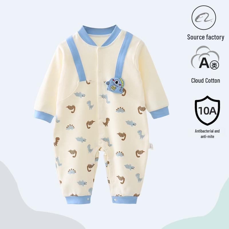 Nation's Top-Selling: Antibacterial Cotton Baby Bodysuit for Spring & Autumn - Long Sleeve, Perfect for Crawling & Home Wear.