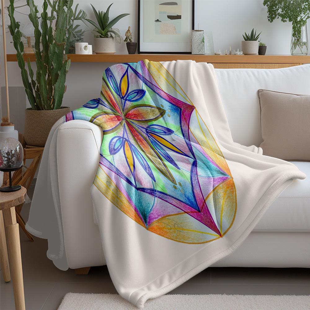 Colorful Geometric Pattern Blanket Abstract Hexagon Design Soft Fleece Throw Blanket Decorative Throw Blanket Home Decor Gift