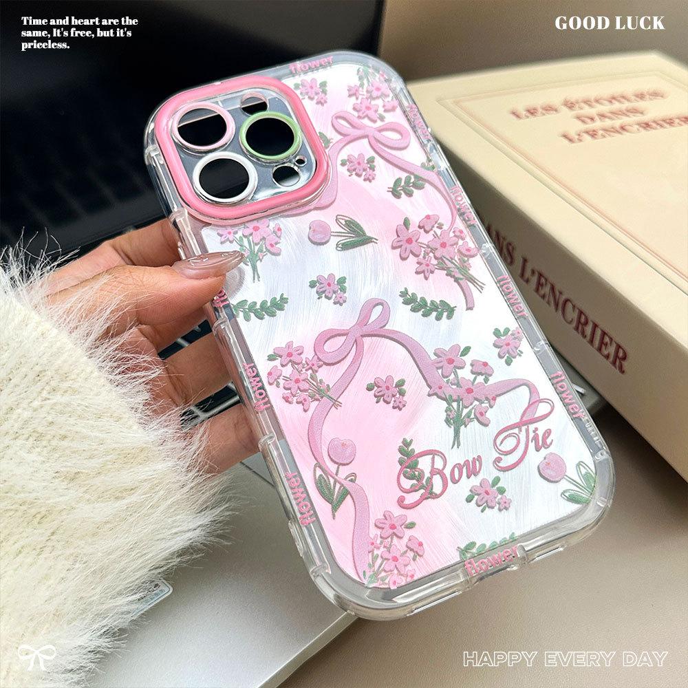 New Model Suitable for Iphone16promax Fine Hole Round Edge Feather Yarn Protective Case Apple 15 Bow 14 Mobile Phone Case