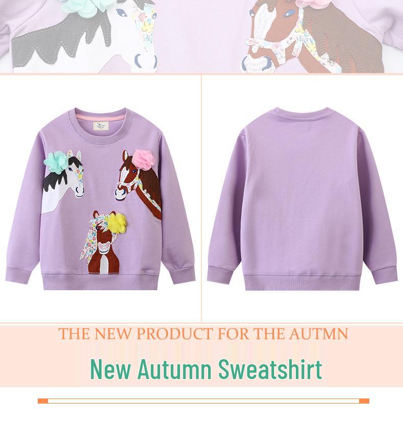 New Arrival: Girls' Cute & Fashionable Long-Sleeve Sweatshirt - Autumn Collection with Round Neck