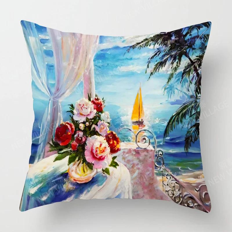 Dekoracja salonu w domu poszewki na poduszki Poszewka na poduszkę w stylu vintage malarstwa olejnego 45*45 poszewka 40x40cm 50x50 45x45