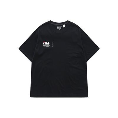 Letter Big Logo Sports Casual Round Neck Fashion Loose Short Sleeve Drop Shoulder T-Shirt Men T-Shirt Black F11M219105FBK