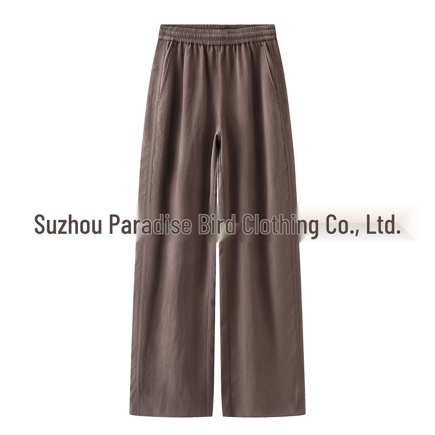 Available Spring 2026: Women s Elastic Waist Solid Color Straight Casual Long Pants (2K1QB12) Small кофейный