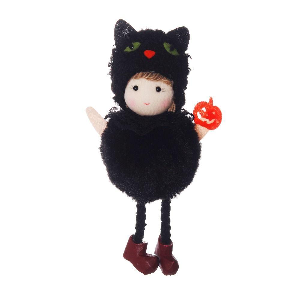 Scary Witch Black Cat Hanging Decoration Plush Halloween Witch Pendant  Holiday Decor