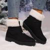 Comemore Women's Snow Boots Winter New Large Size Round Head Velvet Thick Bottom Warm Cotton Shoes Casual Fur Suede Shoes Women