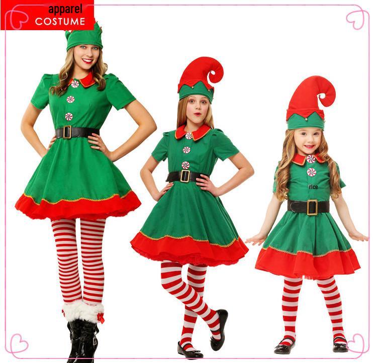 Costumes d'Elfe de Noël Familiaux pour Enfants et Adultes - Cosplay Unisexe pour les Fêtes et Halloween