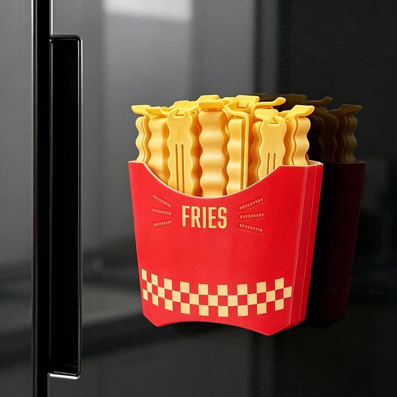 1 Set Cute Fries Shaped Food Bag Clips Airtight Seal Reusable For Kitchen Snack Fresh Preservation