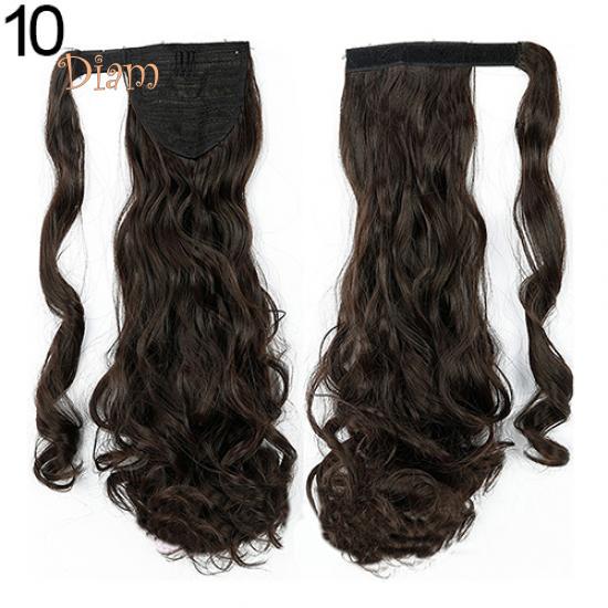 Peruci Tenfyer pentru fete, lungi, drepte, ondulate, coadă de cal, cu agrafe, extensii de păr cu coadă de cal