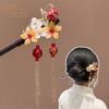 Chinese Style Luminous Pavilion Hair Sticks For Women Kids Retro Metal Wood Flower Tassel Hair Pin Clips Hair Accessories