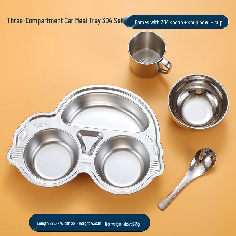 Cartoon Stainless Steel Divided Kids Dinner Plate