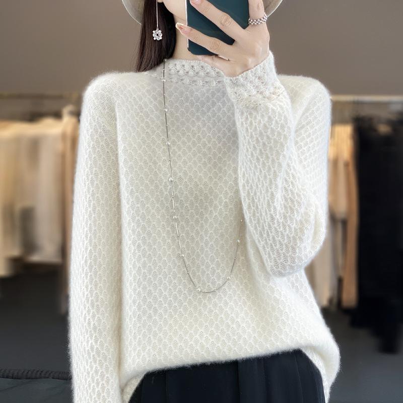 Pulover din lână cașmir pentru femei Pulover tridimensional cu gât rotund Pulover tricotat Top la modă de toamnă