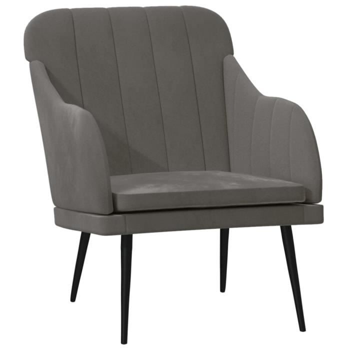 VidaXL Fauteuil Gris foncé 63x76x80 cm Velours 351455