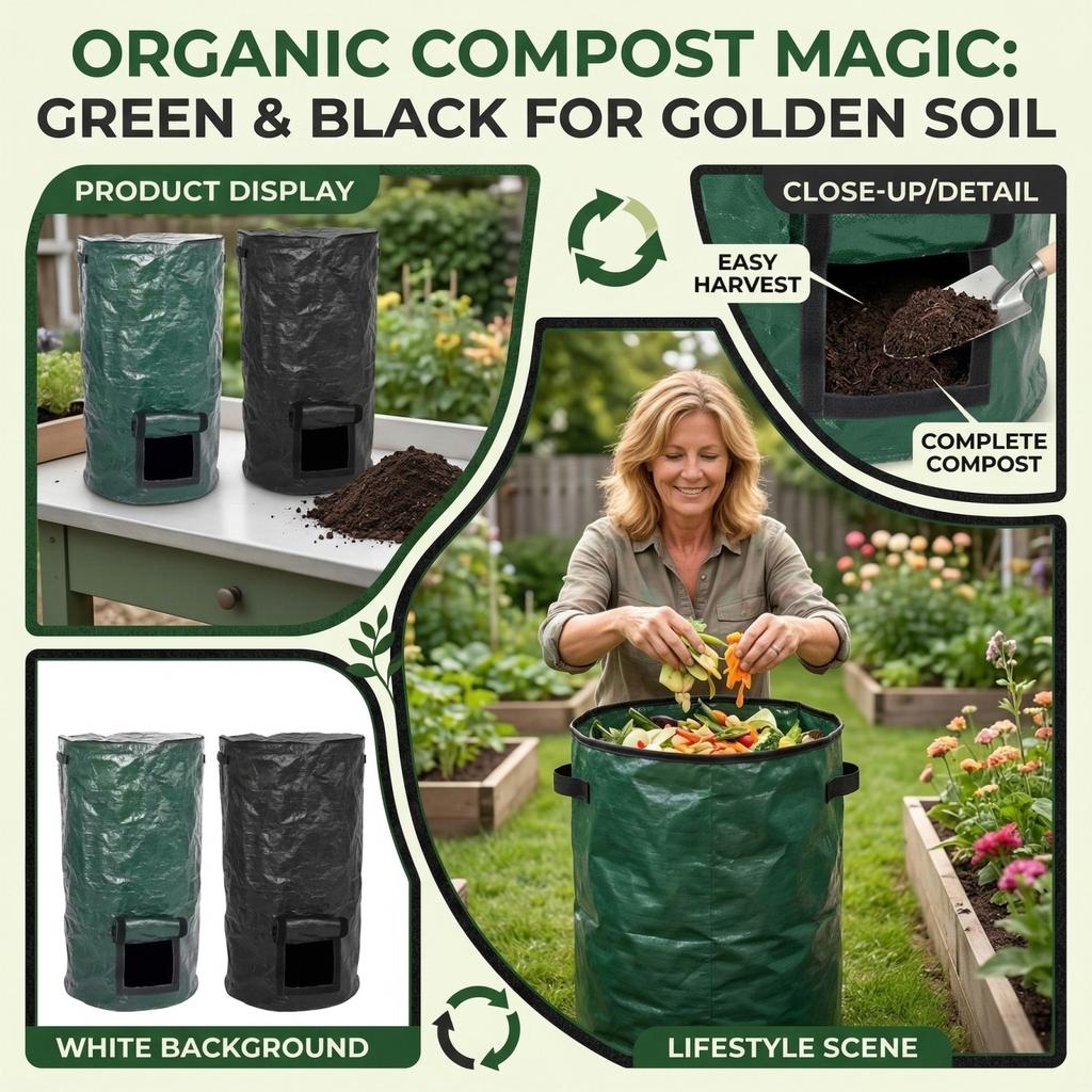 Sacos Orgânicos para Compostagem, Resíduos de Cozinha, Coletores de Resíduos de Fermentação, Armazenamento e Descarte, Máquinas de Compostagem, Lixeiras de Jardim
