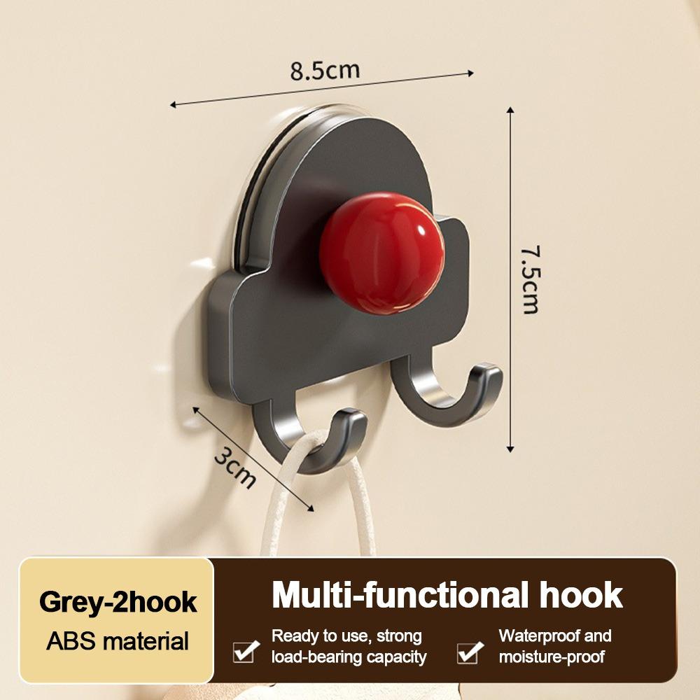 

Plastic Bathroom Towel Holder Suction Cup Coat Rack Living Room Bathroom Kitchen grey-2hook
