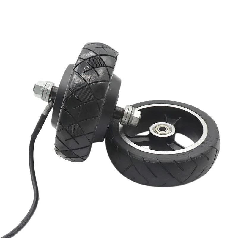 5.5 inch Front Rear Motors+Wheels Brushless and Toothless Wheel Hub Motor, Solid Tire 24V Electric Scooter Brushless Motor