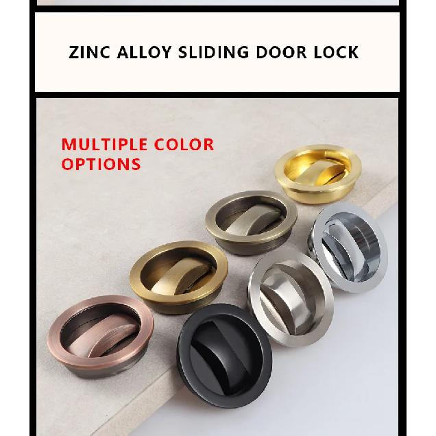 Round Black Sliding Door Sliding Door Lock Bathroom Kitchen Keyless Sliding Door Embedded Hidden Hook Lock Invisible Lock