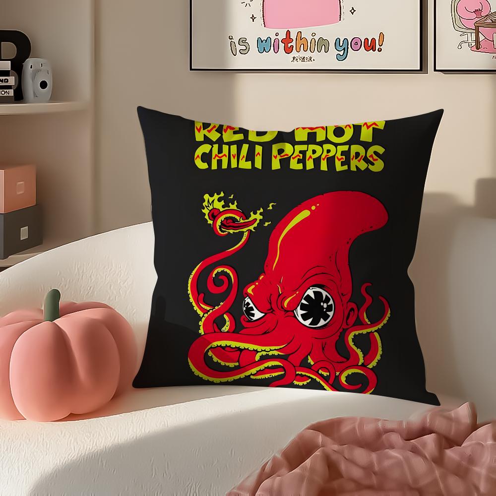 Energetic American Band RRed Hot Chili Peppers Cushion Cover Pillowcase Short Plush Invisible Zipper Room Sofa Cushion Cover
