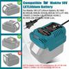 12V/24V 100-240V Li-ion Battery Mini Compact Car Charger for Makita 18V Lithium Ion Battery BL1860 BL1830 Replacement for DC18RC