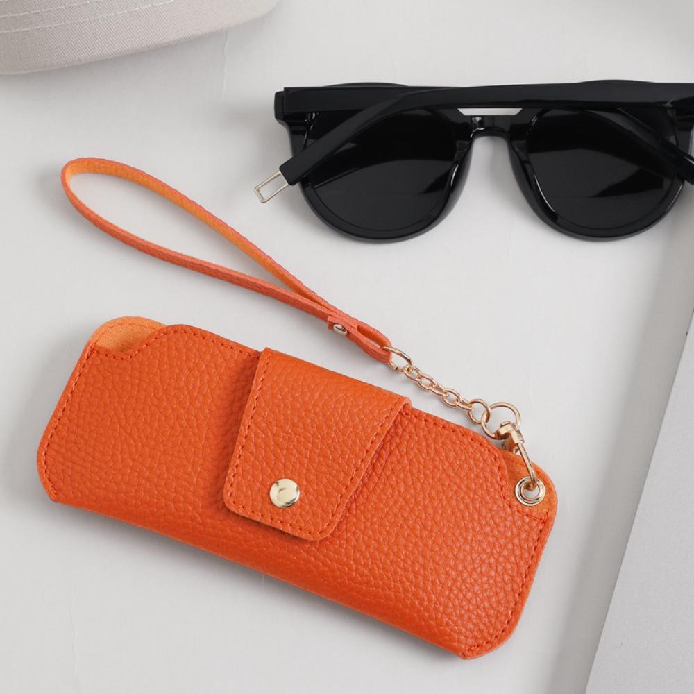 Portable Pu Leather Glasses Bag With Lanyard Sunglasses Eyeglass Bag Glasses Storage Bag Outdoor