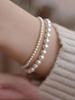 Set de 2 pulseras de perlas artificiales, Delicados brazaletes elásticos de cuentas, Brazaletes de perlas boho apilables para mujeres, Regalos de joyería para damas de honor