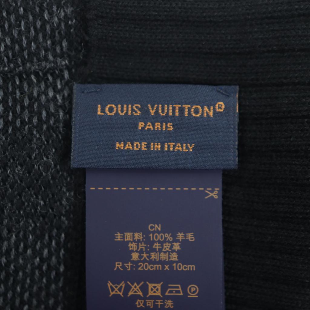 Great LOUIS VUITTON Gloves Neo Petit Damier Black Grey Wool Mens M77992 Used