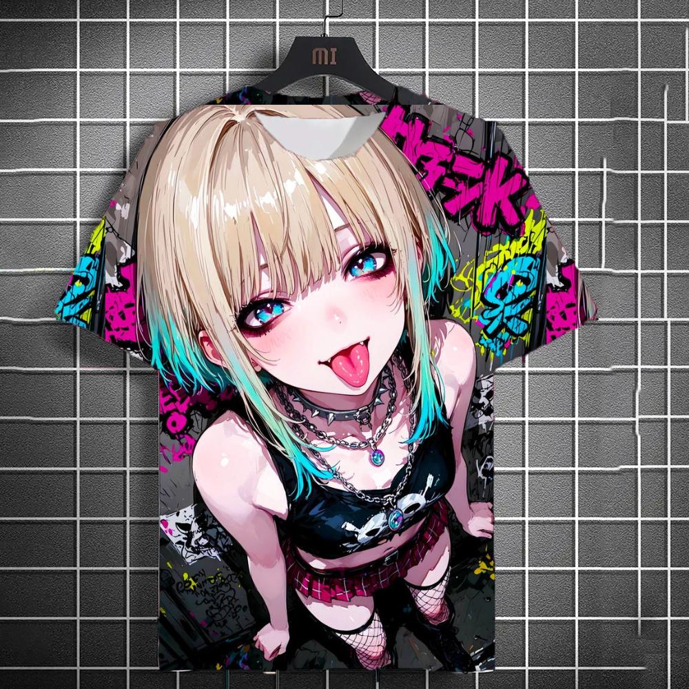 3D sexy beauty printed poster style T-shirt 2XS