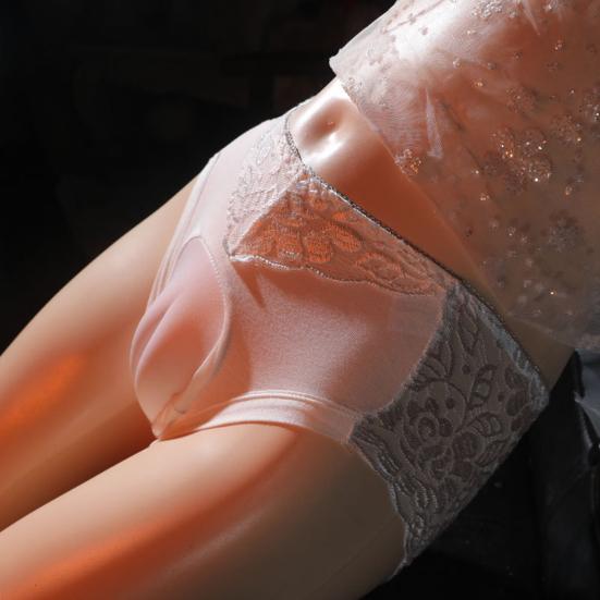 תחתוני Crossdresser לגברים תחתוני עיצוב נרתיק מזויף תחתוני תפירת תחרה נמוכה תחתוני תפירת תחרה סקסית הלבשת תחתוני נרתיק מזויפים