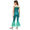 Girls Mermaid Cosplay Costume Sleeveless Flared Jumpsuit Fish Scales Design Halloween Party Outfit