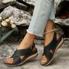 Fashion 2025 Summer Sandals Casual Hollow Vintage Solid Color Elastic Heel Strap Fish Mouth Wedge Heel Slippers Women Vacation Shoes