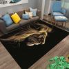 Lion Profile Glow Design Carpet, Black Background Modern Rug. Suitable for use as an anti-slip for living room bedroom sofas