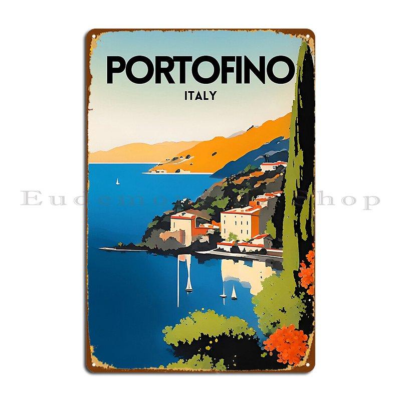 Portofino Italy Zionposteria Metal Plaque Poster Painting Designing Wall Decor Club Club Tin Sign Poster 20X30CM