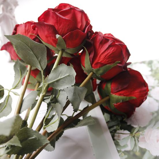 Artificial Rose Flower Realistic Faux Silk Rose with Stem for DIY Wedding Bouquets Home Party Table Centerpiece Floral Arrangement