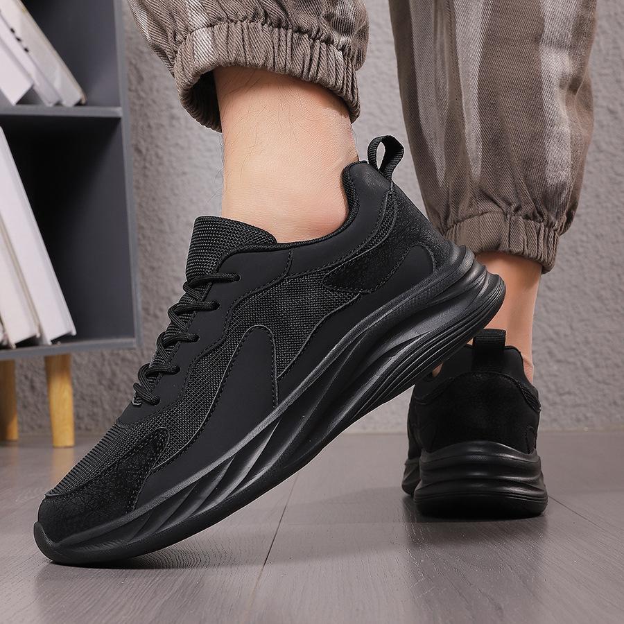 

Full sports shoes couple new mesh breathable casual running shoes leather work shoes large size 45 чёрный