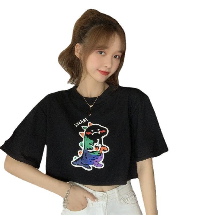 Summer Korean Version of the New Loose Short Age-reducing Cartoon Graffiti Printing Student Short-sleeved T-shirt Top Women's Clothing
