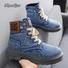 Fashion 2025 Autumn High Top Plus Size 39-48 Men's Boots Denim Blue Black Casual Boots British Lace Up Men Sneakers Botas Para Hombre