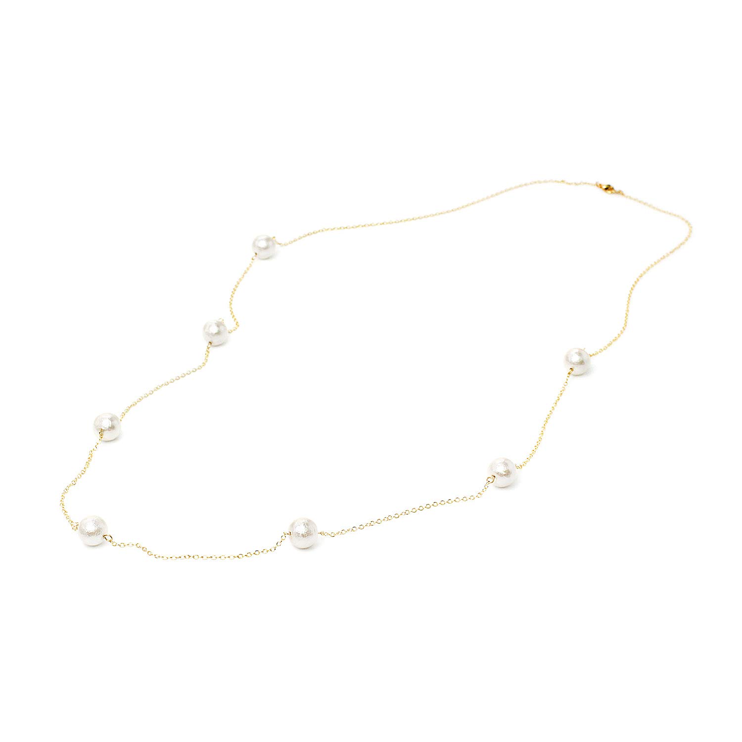 

Cotton pearl long necklace for made in gold [Barzaz] women, Japan, simple, approx. 100cm, золотий