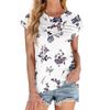 Damenmode Lässig Kurzarm Basic Textur Floral Rundhals T-Shirt Kappenärmel Top