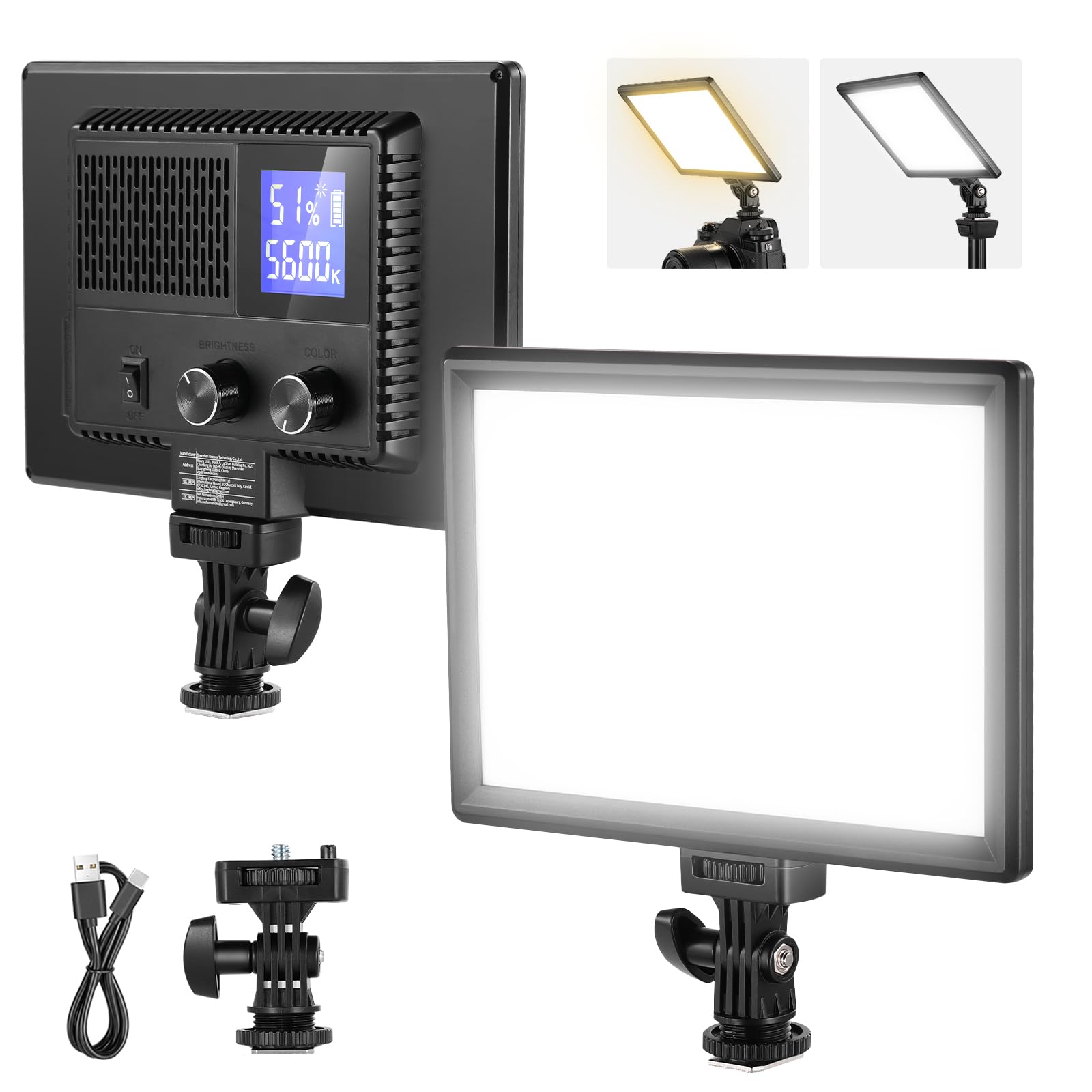 NEEWER 9-inch LED Video Light Camera Light Dimmable 3200K-5600K CRI95+ 600Lux NL-116AI Selfie Studio Streaming Portrait TikTok YouTube