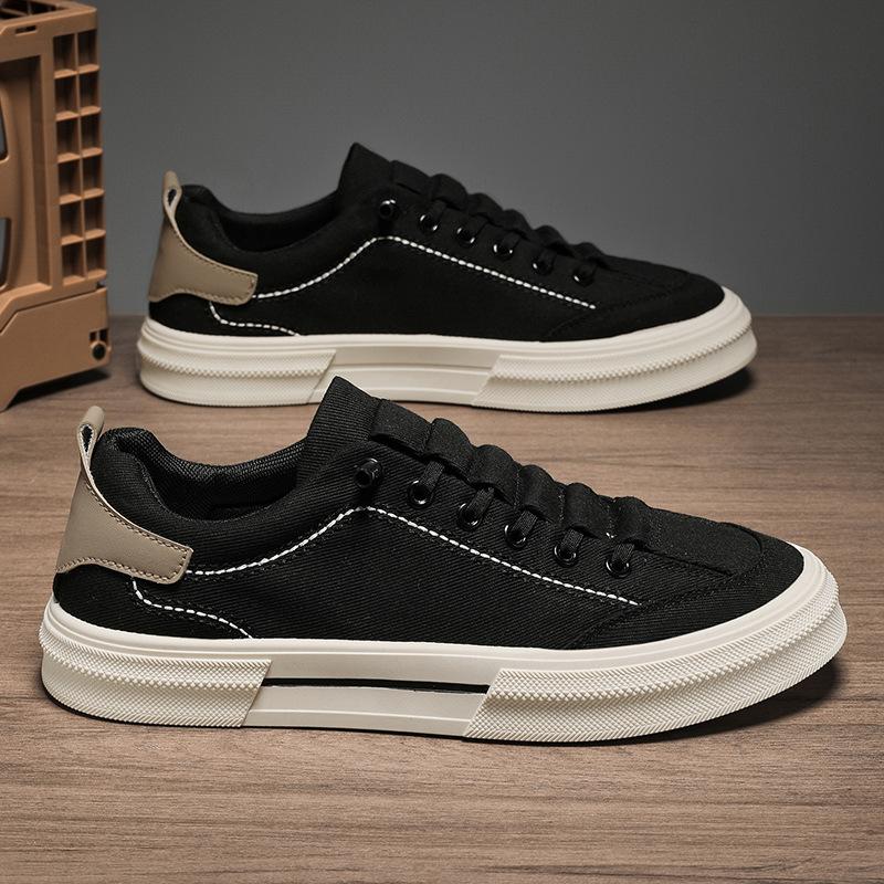 Canvas shoes summer breathable mesh soft sole trendy casual board shoes versatile low-help student campus Korean version of small black shoes