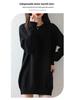 Women's Mid-Length Knitted Cotton Sweater Dress - Solid Color, Round Neck, Thick, Hip-Wrapping, Loose Fit
