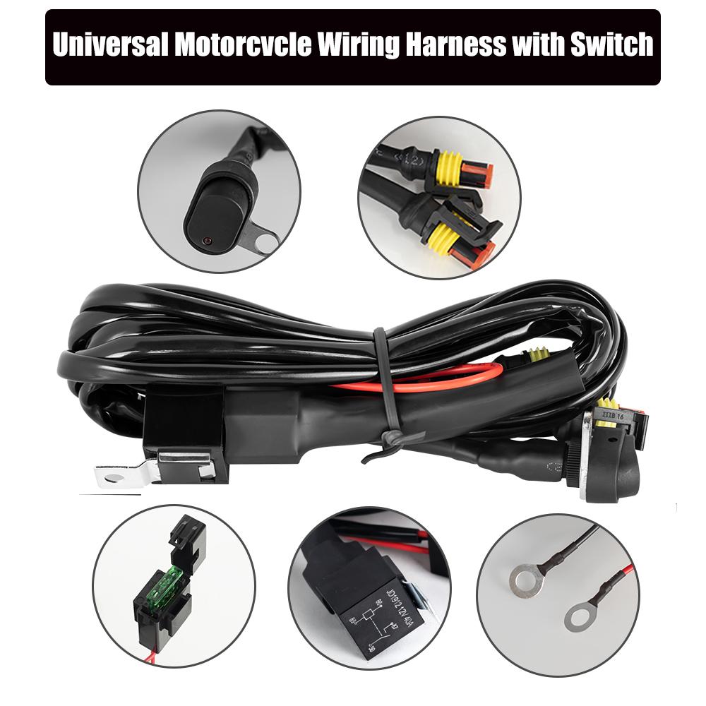 Car LED Fog Light Motorcycle LED Light Bar Wiring Harness Kit Relay On / Off Switch Wiring Harnes Kit