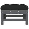 VidaXL Garden Footrest with Cushion Grey Solid Pine Wood, Stool, Ottoman Footrest, Garden Stool, Pouf, 825669