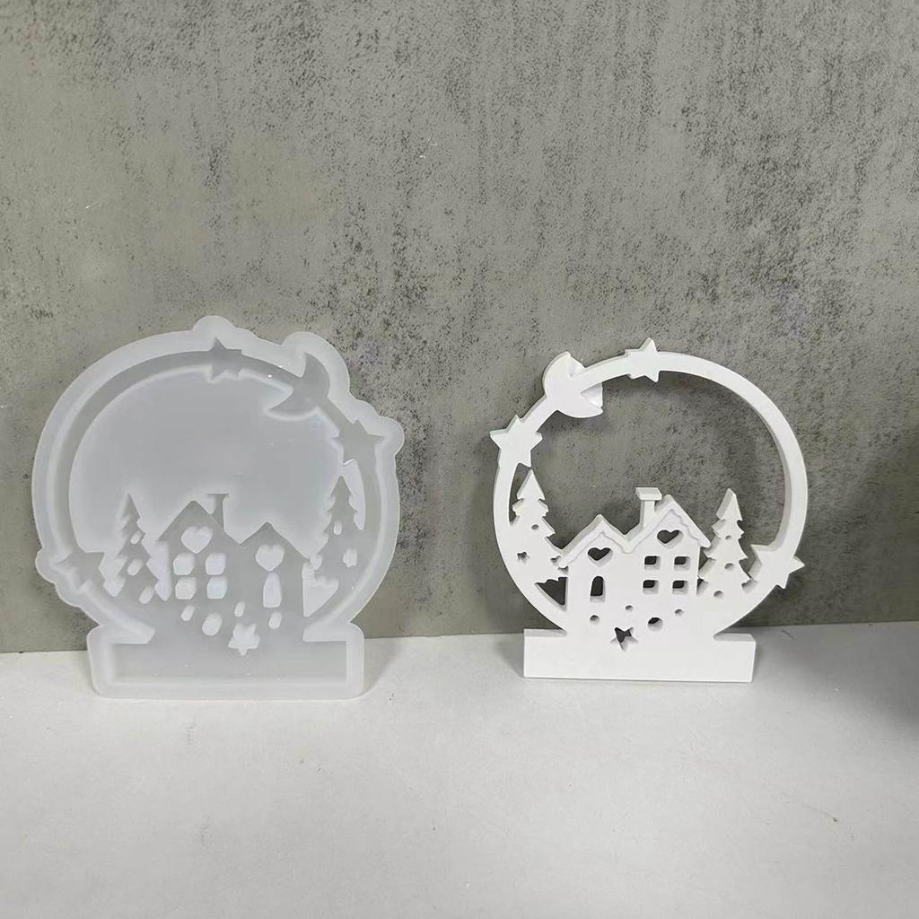 Christmas Tree and House Candle Holder Silicone Molds Castings Moulds Tealight Candlestick Molds for Candle Making