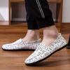 Fashion Men's Casual Shoes White Loafers Cleat Shoes Rhombus Line Decoration Adulto Driving Comfortable Casual Shoes Men Sneakers Flats